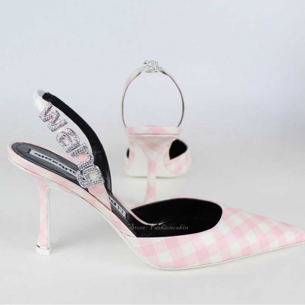 Alexander Wang Grace Gingham Leather Slingback Pumps